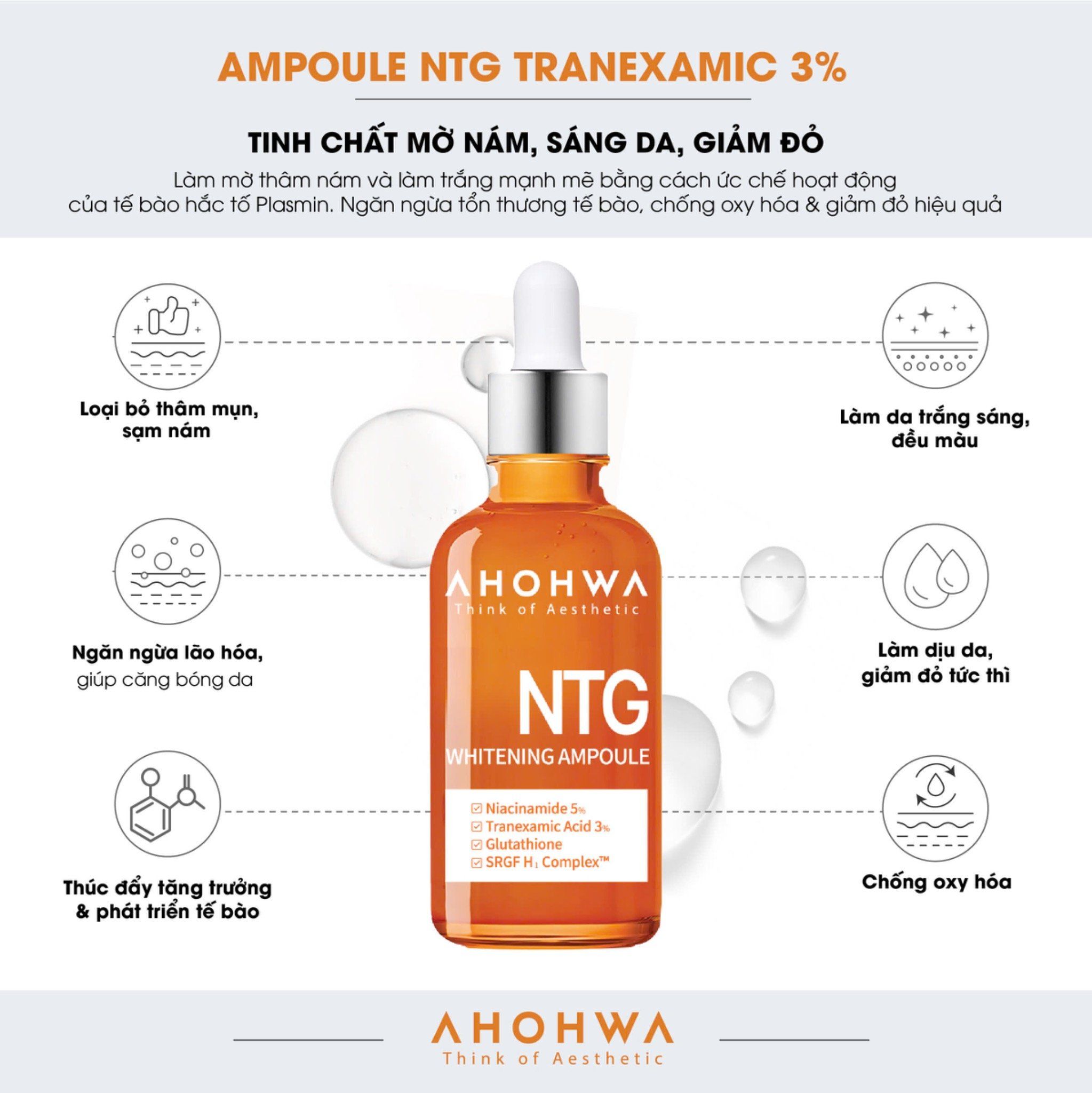  Tinh chất dưỡng trắng, giảm nám Ampoule NTG Tranexamic 3% (50ml) 
