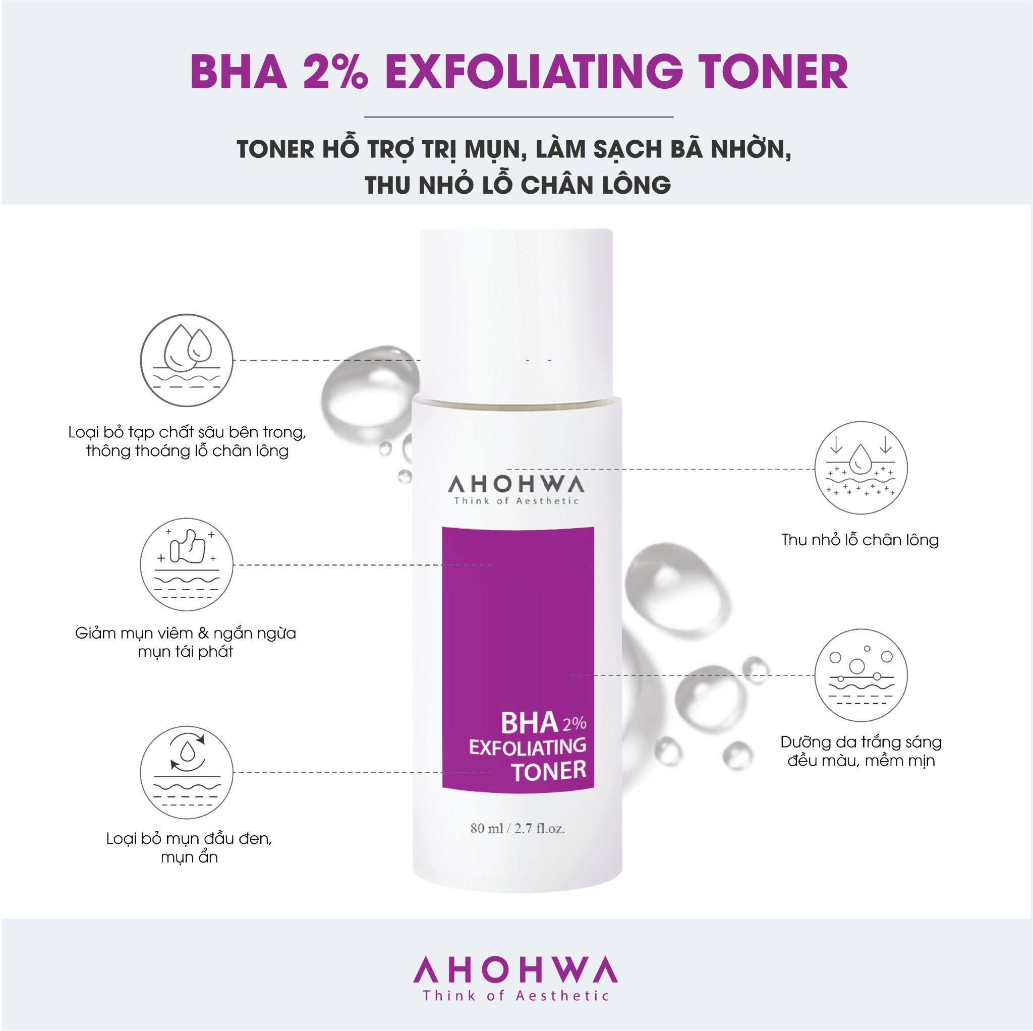 BHA 2% Exfoliating Toner - Hỗ trợ trị mụn, làm sạch bã nhờn, thu nhỏ lỗ chân lông (80ml) 