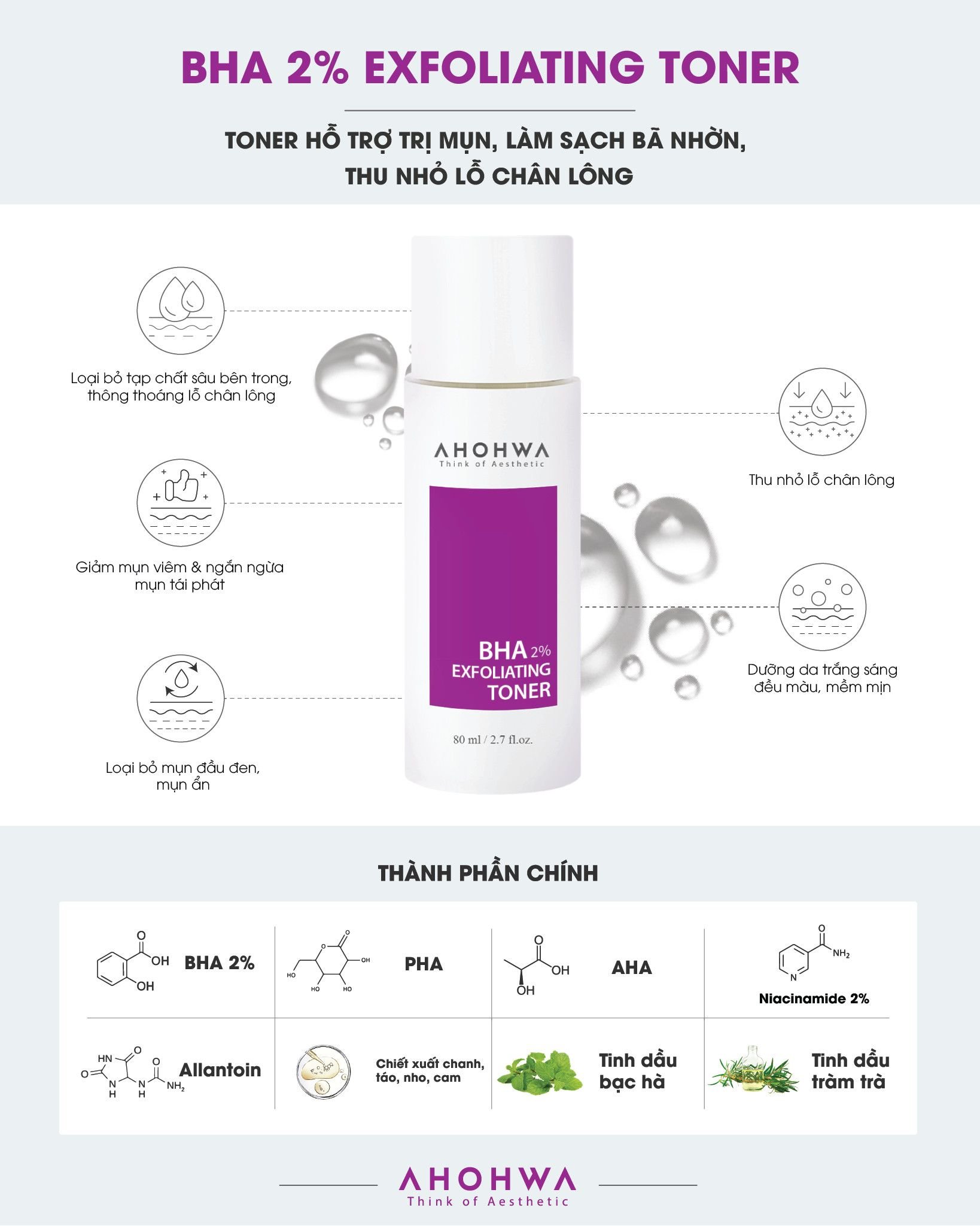  BHA 2% Exfoliating Toner - Hỗ trợ trị mụn, làm sạch bã nhờn, thu nhỏ lỗ chân lông (80ml) 