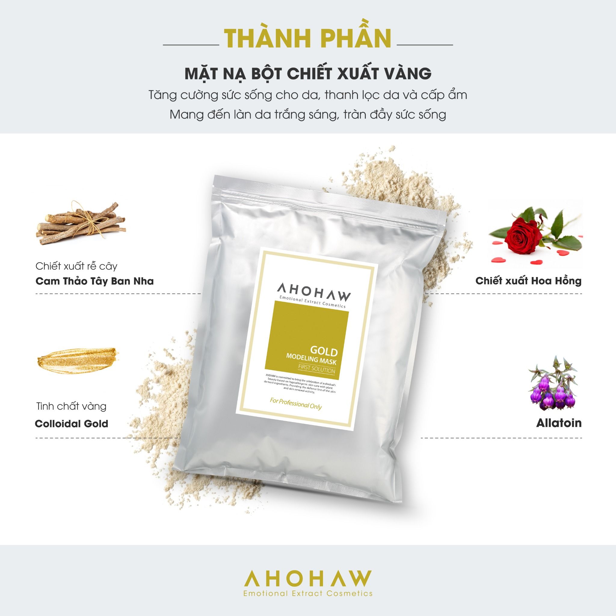  Mặt Nạ Bột Tinh Chất Vàng Ahohwa Gold Modeling Mask (1Kg) 