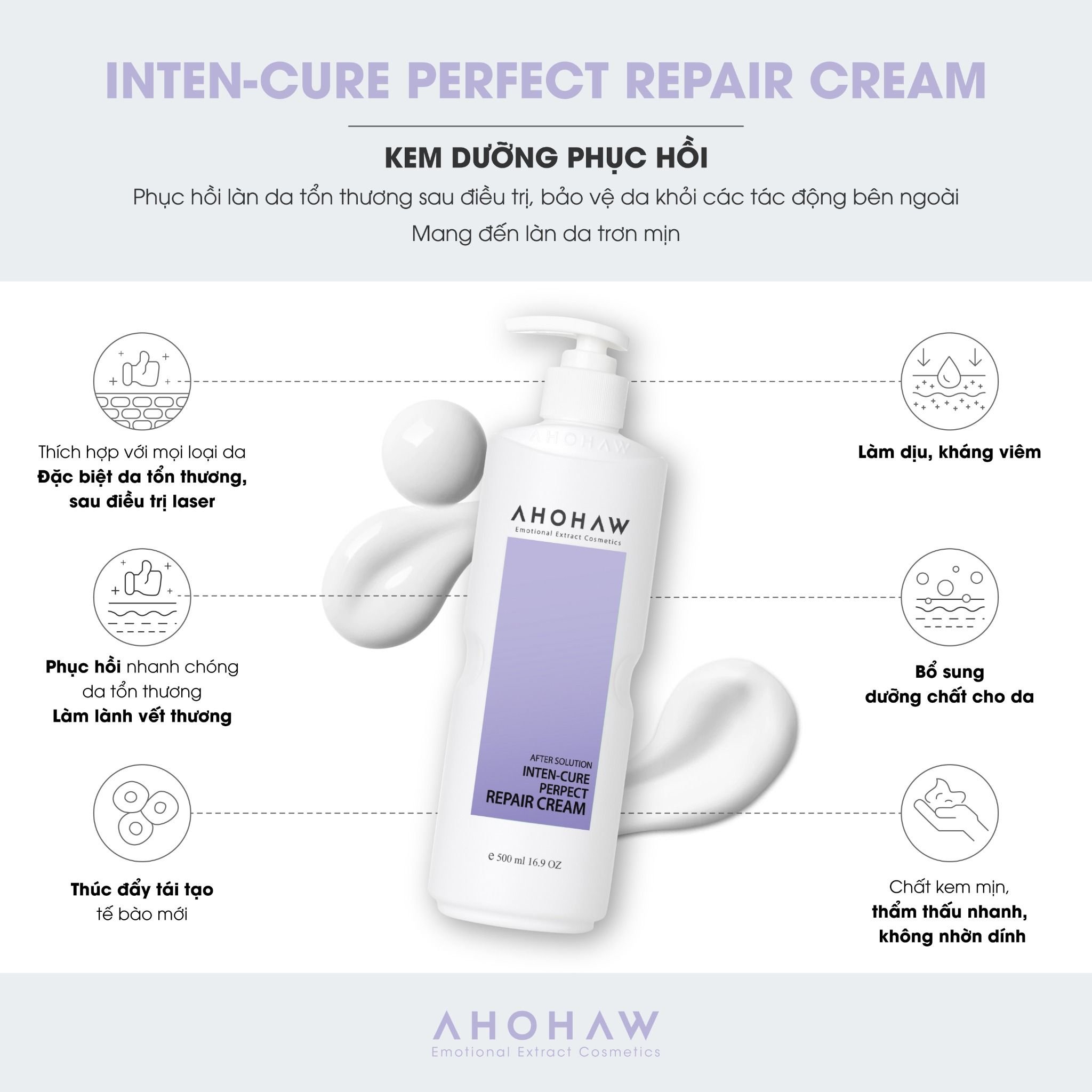  Kem Dưỡng Siêu Phục Hồi Ahohwa Perfect Repair Cream (500ml) 
