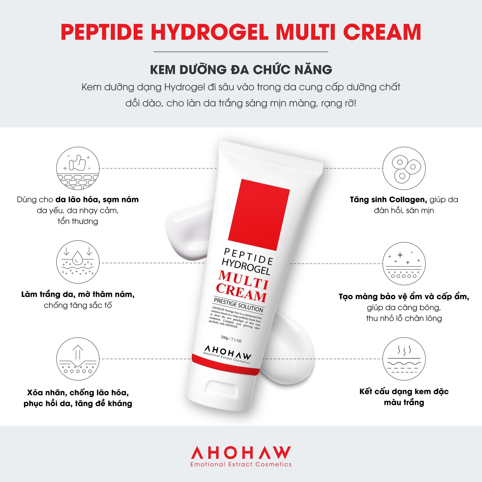  Kem Dưỡng Đa Chức Năng Ahohwa Peptide Hydrogel Multi Cream (80g/200g) 