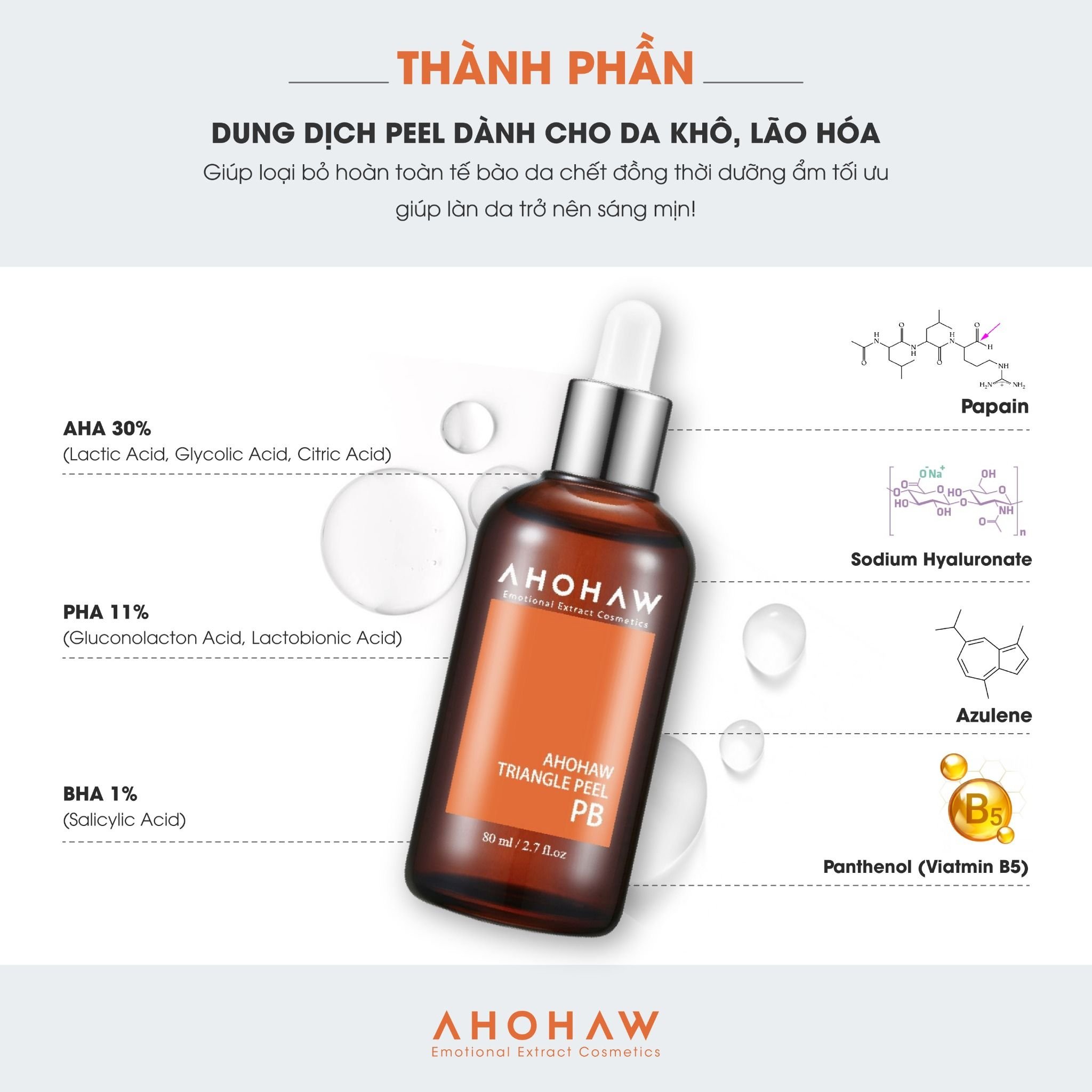  Peel Da Dầu, Mụn Ahohwa Triangle Peel PB (80ml) 