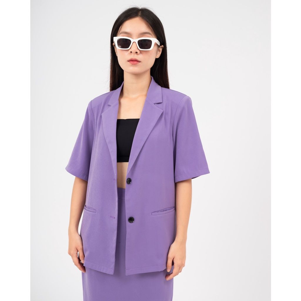 Áo khoác vest nữ ngắn tay lỡ xẻ tà, blazer công sở form suông thiết kế trẻ  trung dễ phối đồ đi chơi dạo phố tiệc cưới giá sỉ, giá bán buôn -