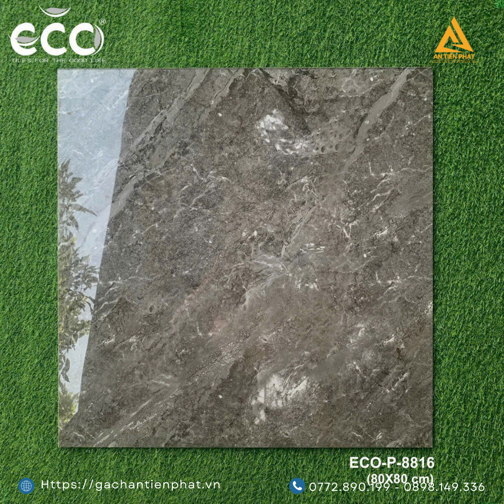 Gạch ECOTILES vân đá P8816 80x80 bề mặt Mirror Effect bộ sưu tập UBARI