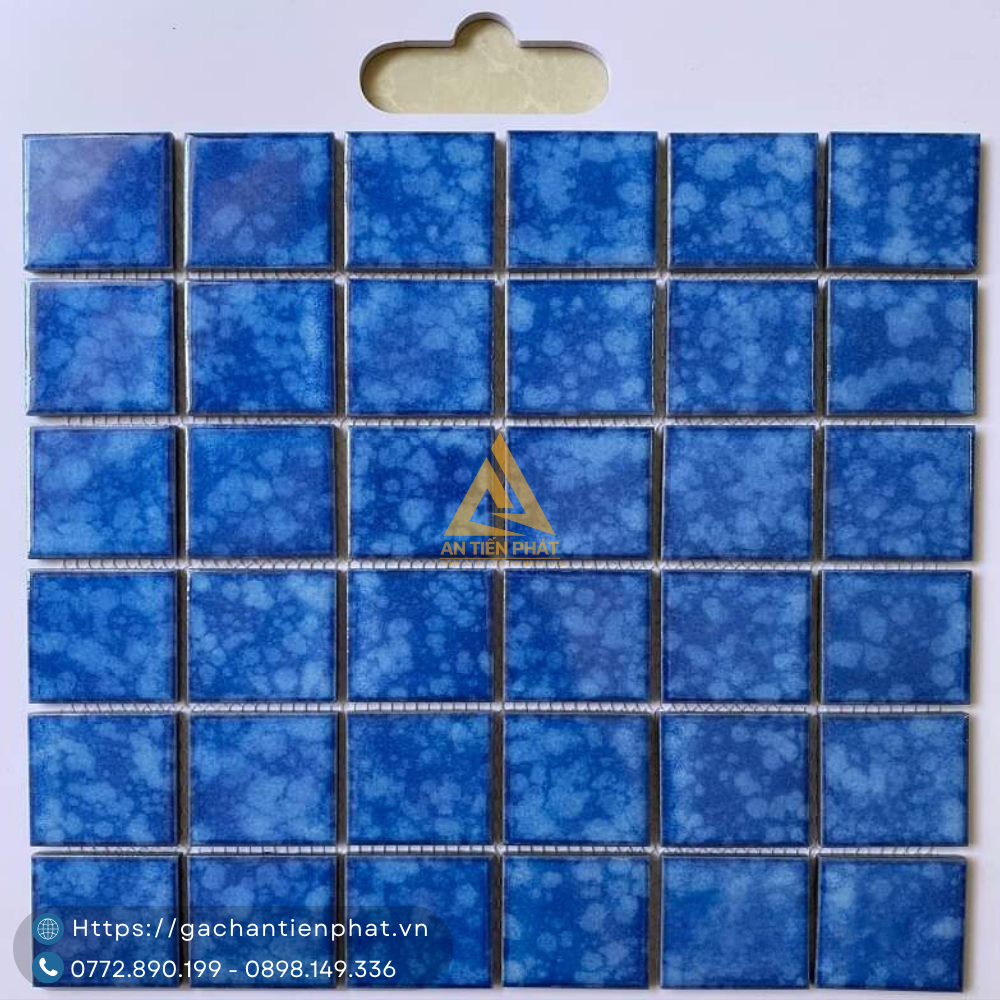  Gạch Mosaic gốm trang trí cao cấp MHG972 xanh biển loang màu 