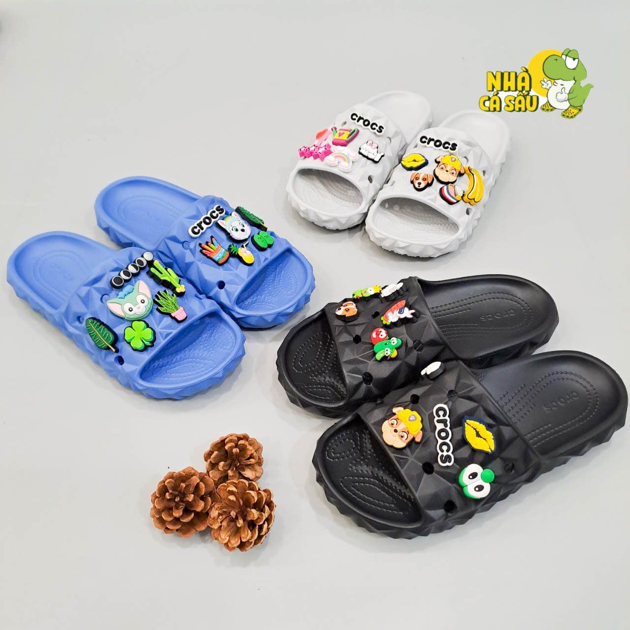  Dép quai ngang cross classic sầu riêng, dép kim cương nam nữ chính hãng 