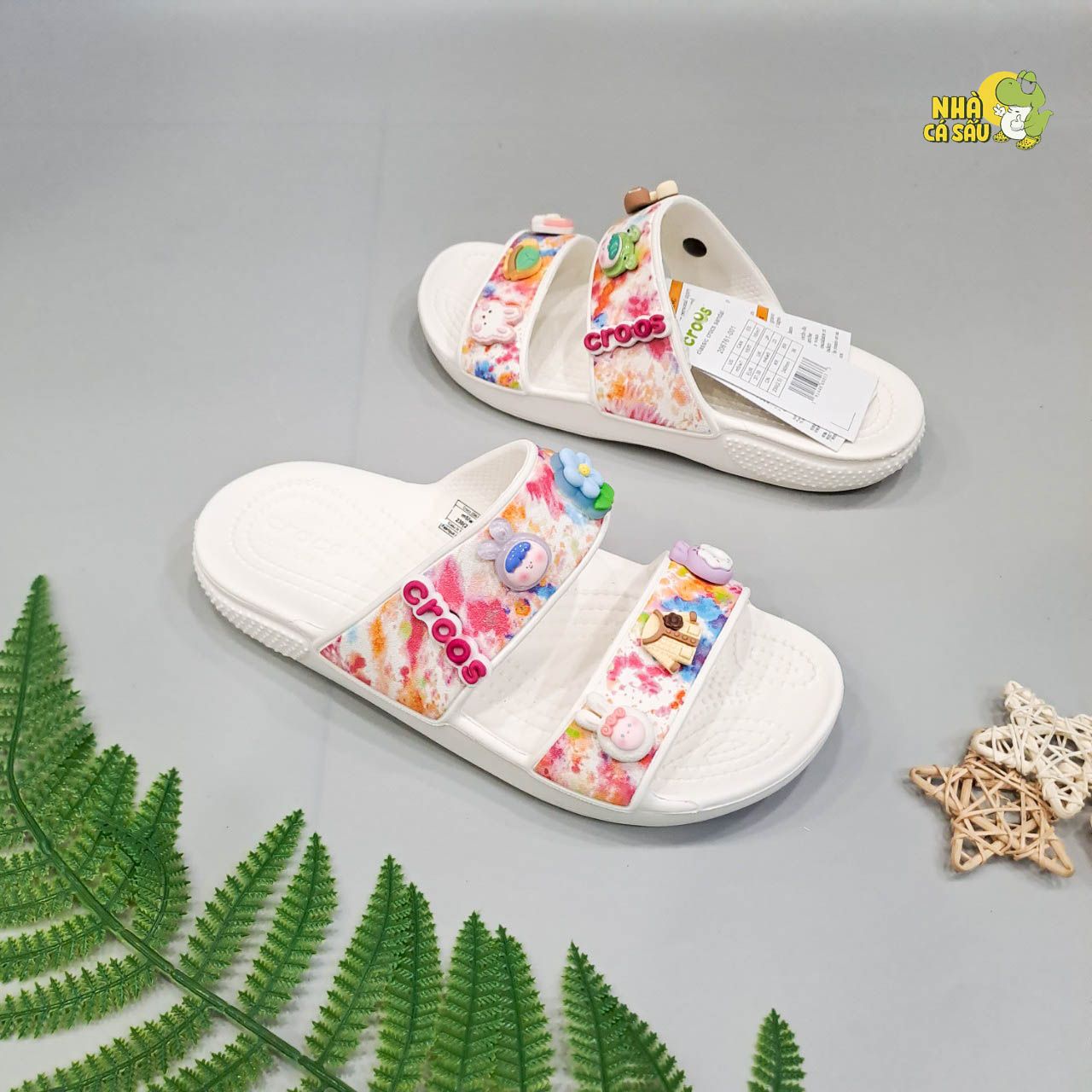  Dép cross hai quai ngang classic lỗ phun sơn nam nữ 