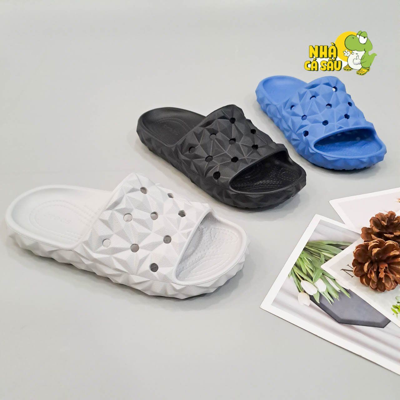  Dép quai ngang cross classic sầu riêng, dép kim cương nam nữ chính hãng 