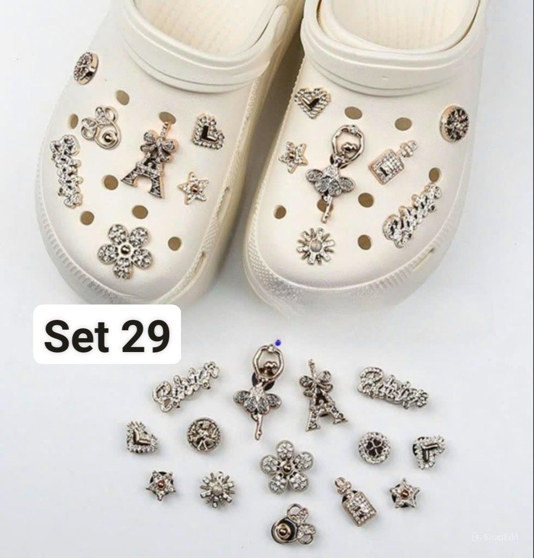  Set Jibbitz charms dây xích giả kim gắn trang trí dép Dinas 