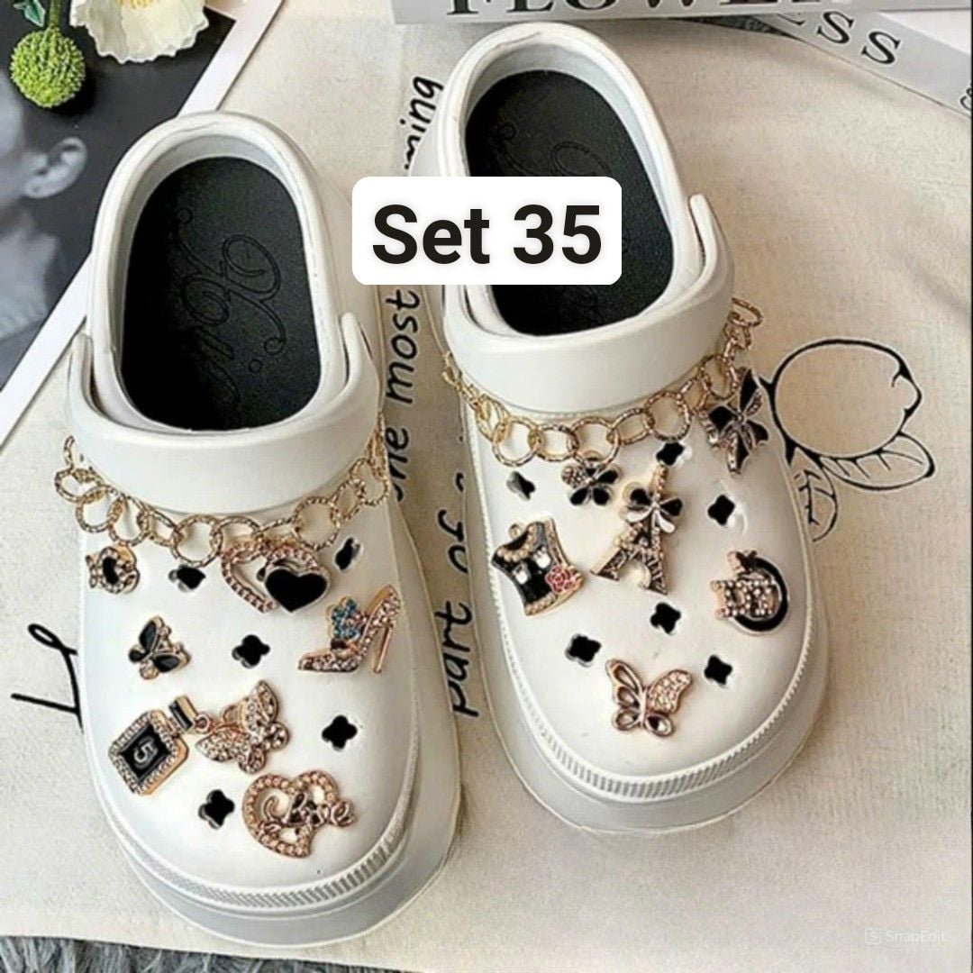  Set Jibbitz charms dây xích giả kim gắn trang trí dép Dinas 