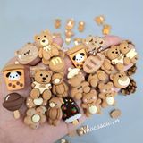  Jibbitz charm sticker đá hình gấu nâu gắn trang trí dép cross 