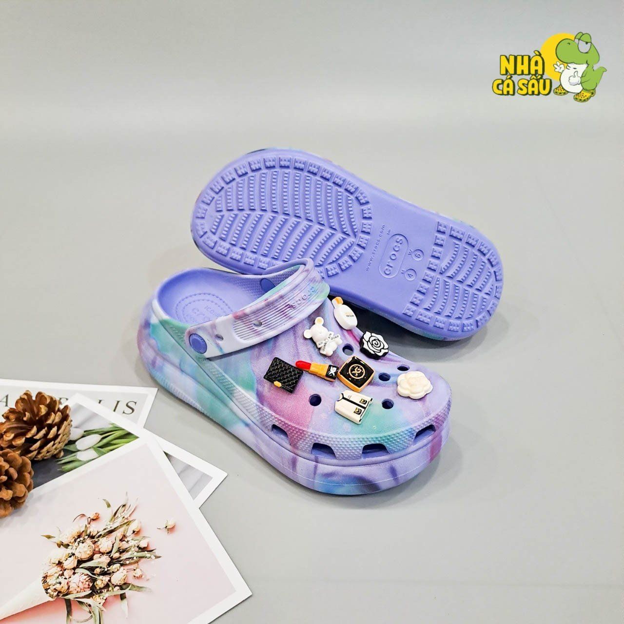  Dép sục Dinas classic crush màu tím loang nữ 