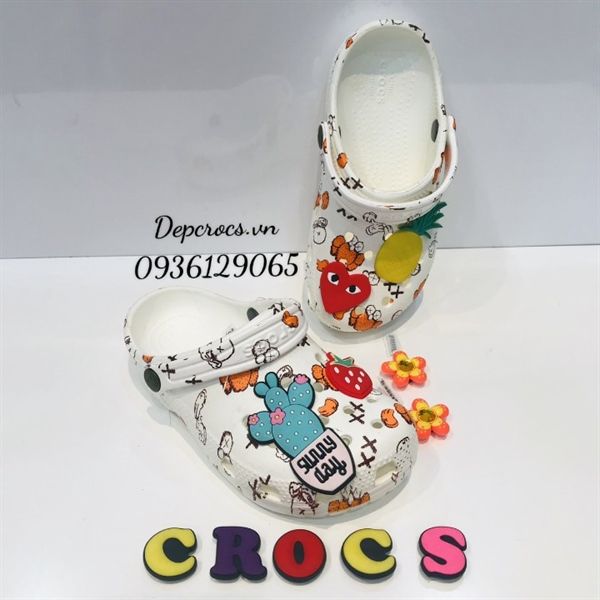  Dép sục cross classic họa tiết trẻ em chính hãng 