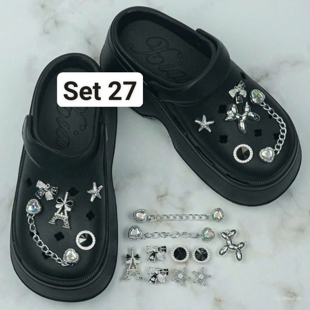  Set Jibbitz charms dây xích giả kim gắn trang trí dép Dinas 