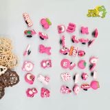  Jibbitz charm sticker đá hình gấu dâu hồng, gấu lotso gắn trang trí dép sục cross 