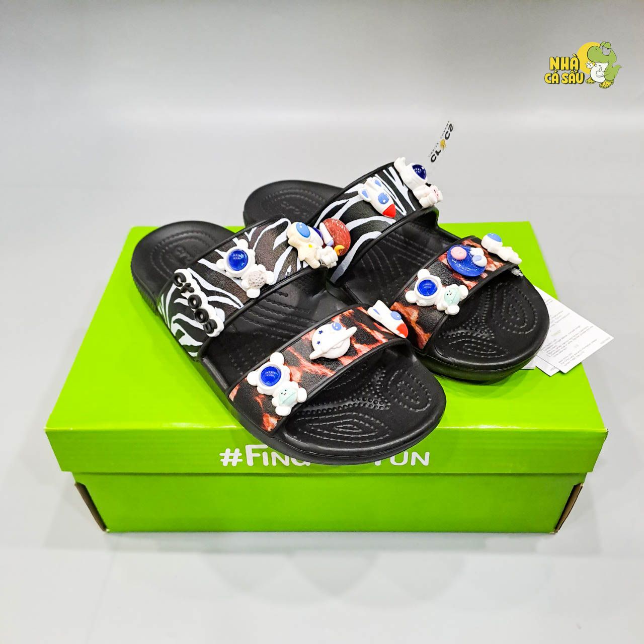  Dép cross hai quai ngang classic lỗ phun sơn nam nữ 