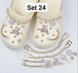  Set Jibbitz charms dây xích giả kim gắn trang trí dép Dinas 