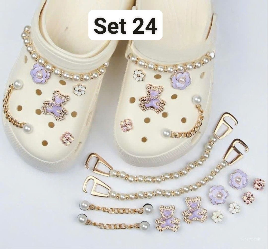  Set Jibbitz charms dây xích giả kim gắn trang trí dép Dinas 