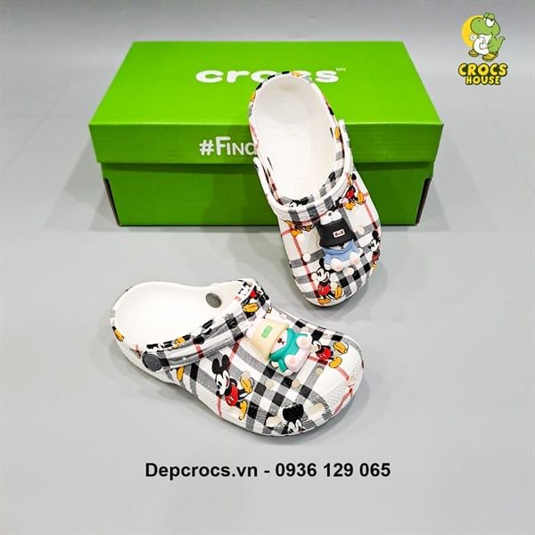  Dép sục cross classic họa tiết trẻ em chính hãng 