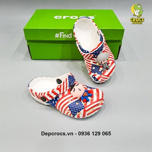  Dép sục cross classic họa tiết trẻ em chính hãng 