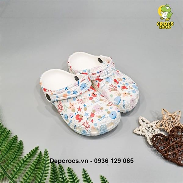  Dép sục cross classic họa tiết trẻ em chính hãng 