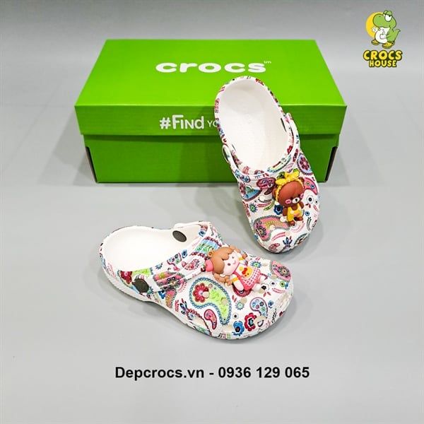  Dép sục cross classic họa tiết trẻ em chính hãng 