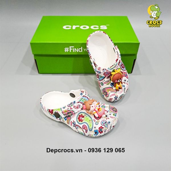  Dép sục cross classic họa tiết trẻ em chính hãng 