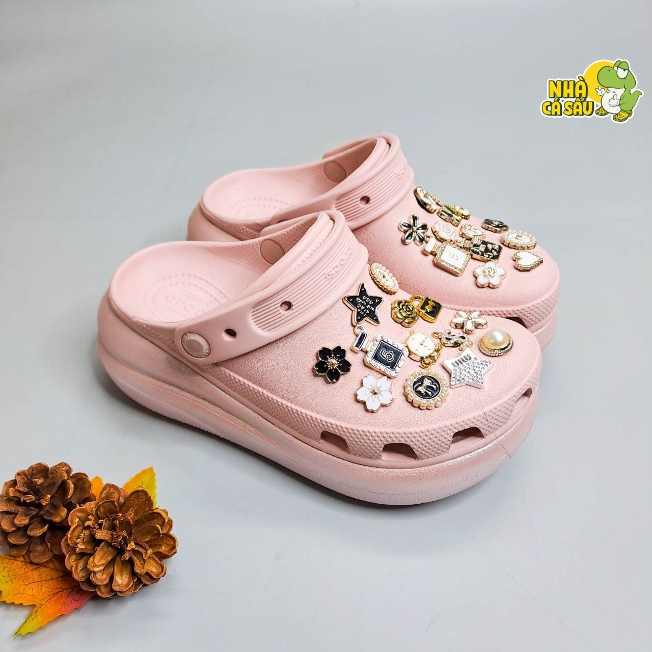  Dép sục cross crush 6 phân hồng nhũ cho nữ 
