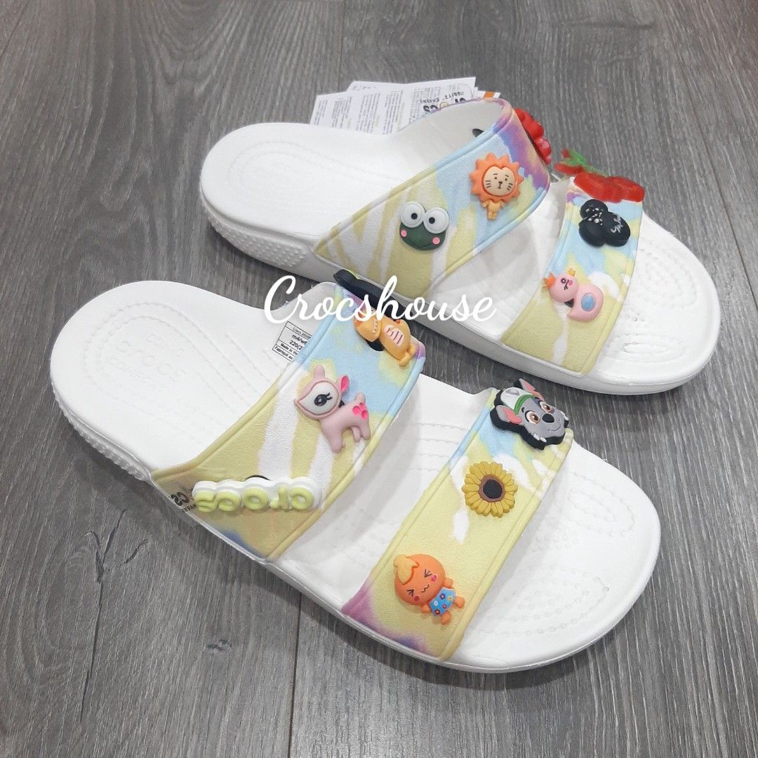  Dép cross hai quai ngang classic lỗ phun sơn nam nữ 
