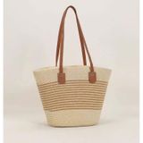  Túi mũ cói đi biển phối đai da 