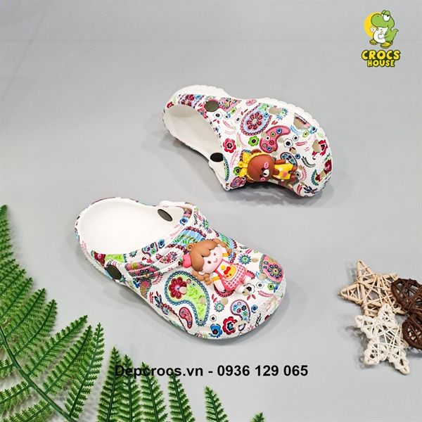  Dép sục cross classic họa tiết trẻ em chính hãng 