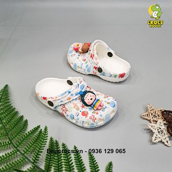  Dép sục cross classic họa tiết trẻ em chính hãng 