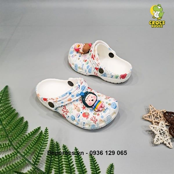  Dép sục cross classic họa tiết trẻ em chính hãng 
