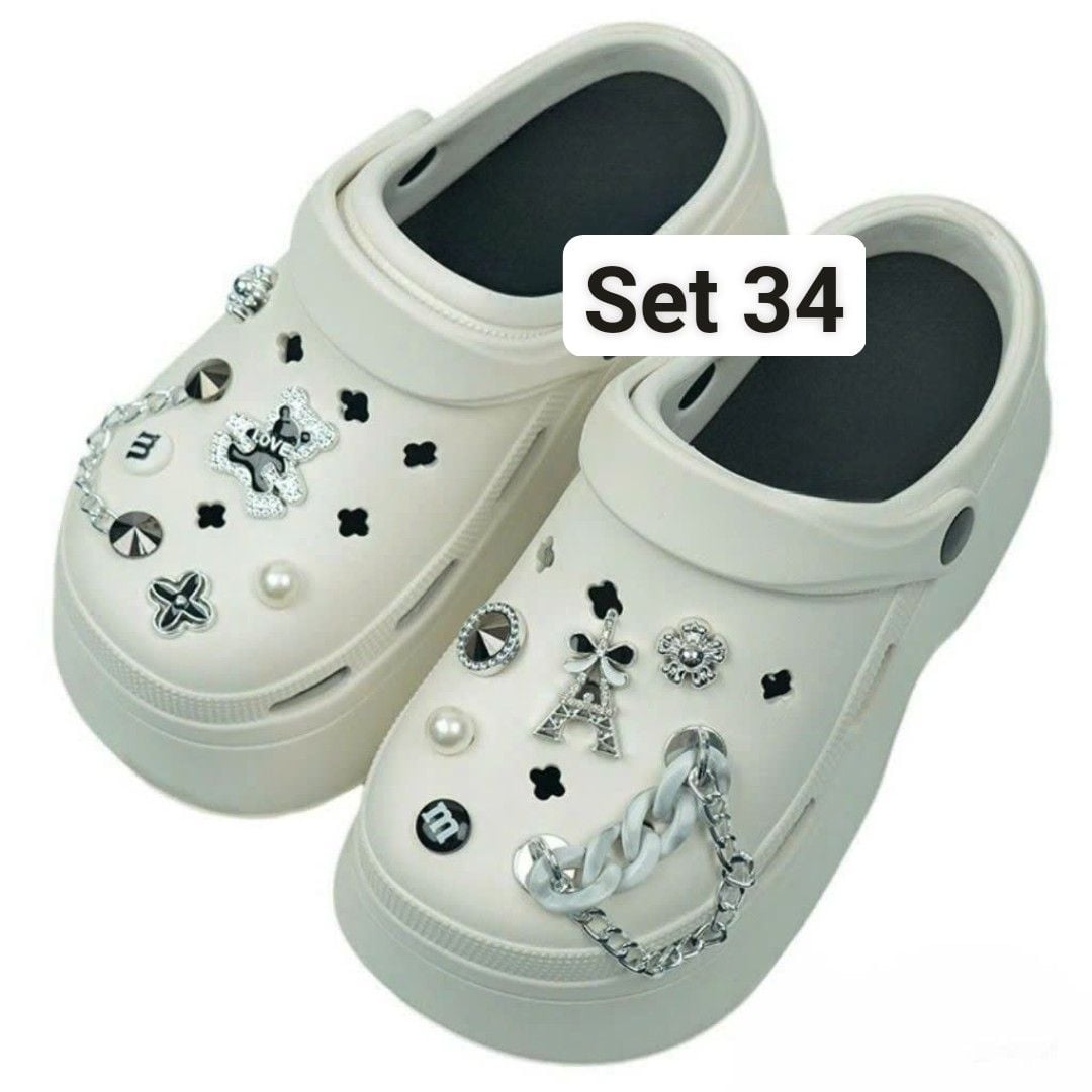  Set Jibbitz charms dây xích giả kim gắn trang trí dép Dinas 