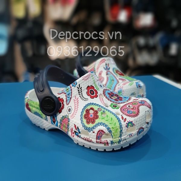  Dép sục cross classic họa tiết trẻ em chính hãng 