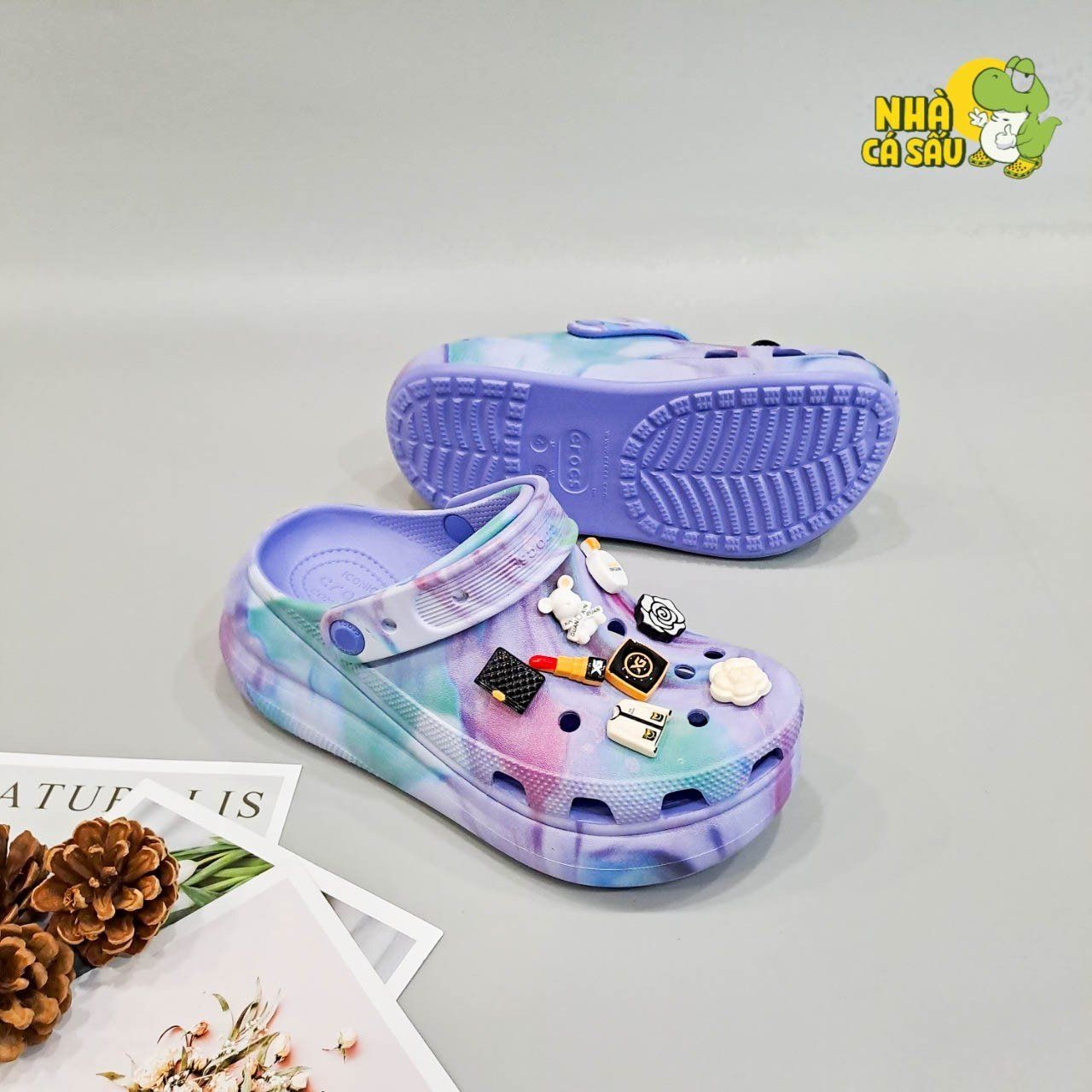  Dép sục Dinas classic crush màu tím loang nữ 