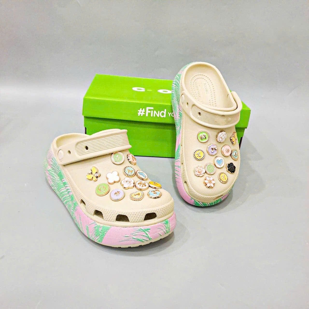  Dép sục Dinas classic crush loang lá hồng nam nữ 