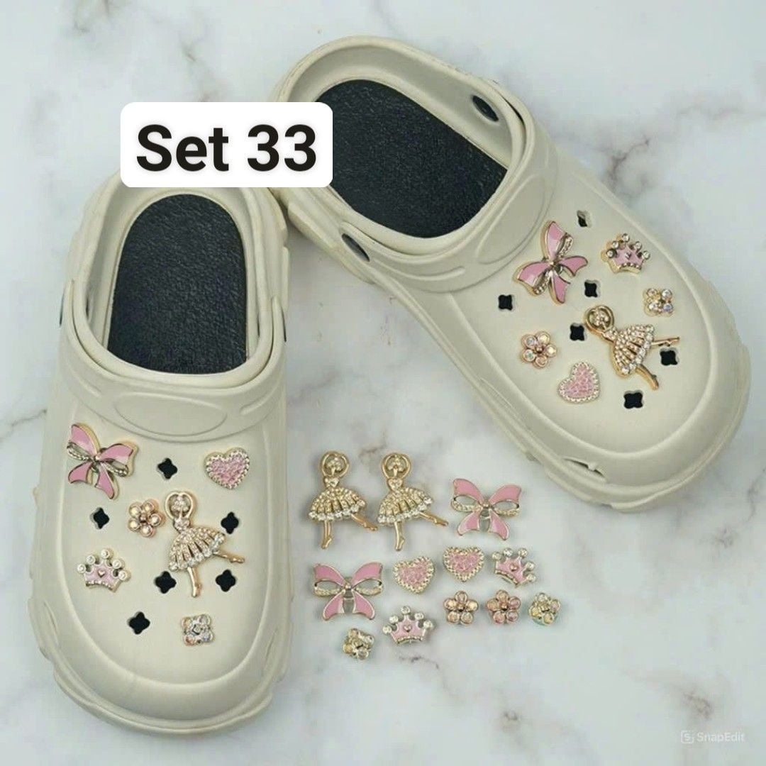  Set Jibbitz charms dây xích giả kim gắn trang trí dép Dinas 