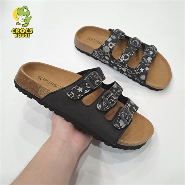  Dép trấu ba quai da bò thật Supersoft 