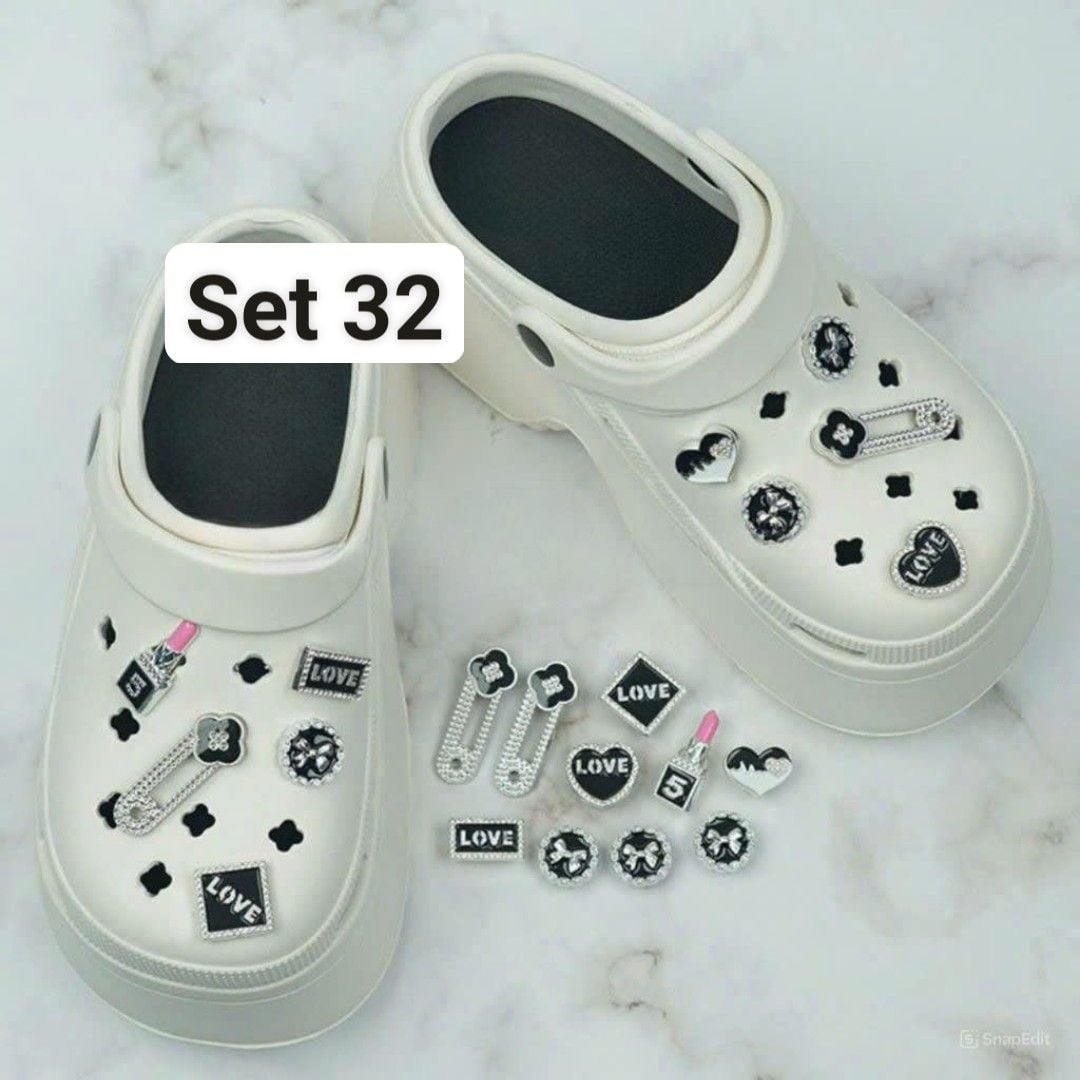  Set Jibbitz charms dây xích giả kim gắn trang trí dép Dinas 