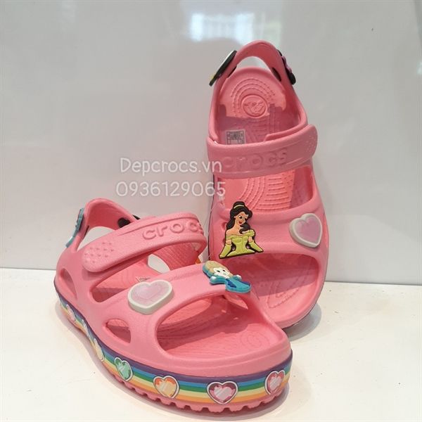  Sandal crocband ii trái tim bé gái 