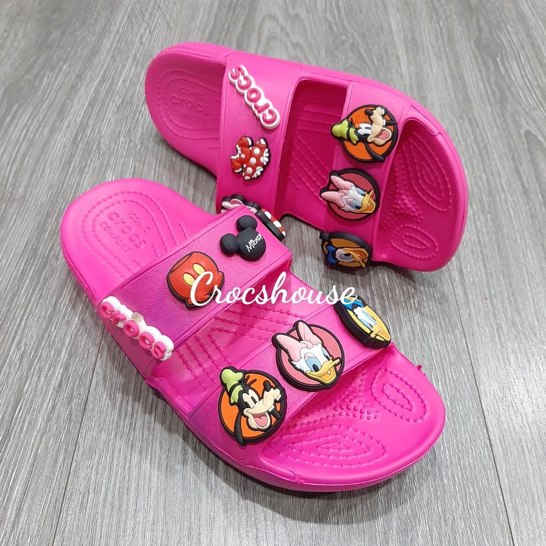  Dép hai quai ngang cross classic trẻ em chính hãng màu hồng 