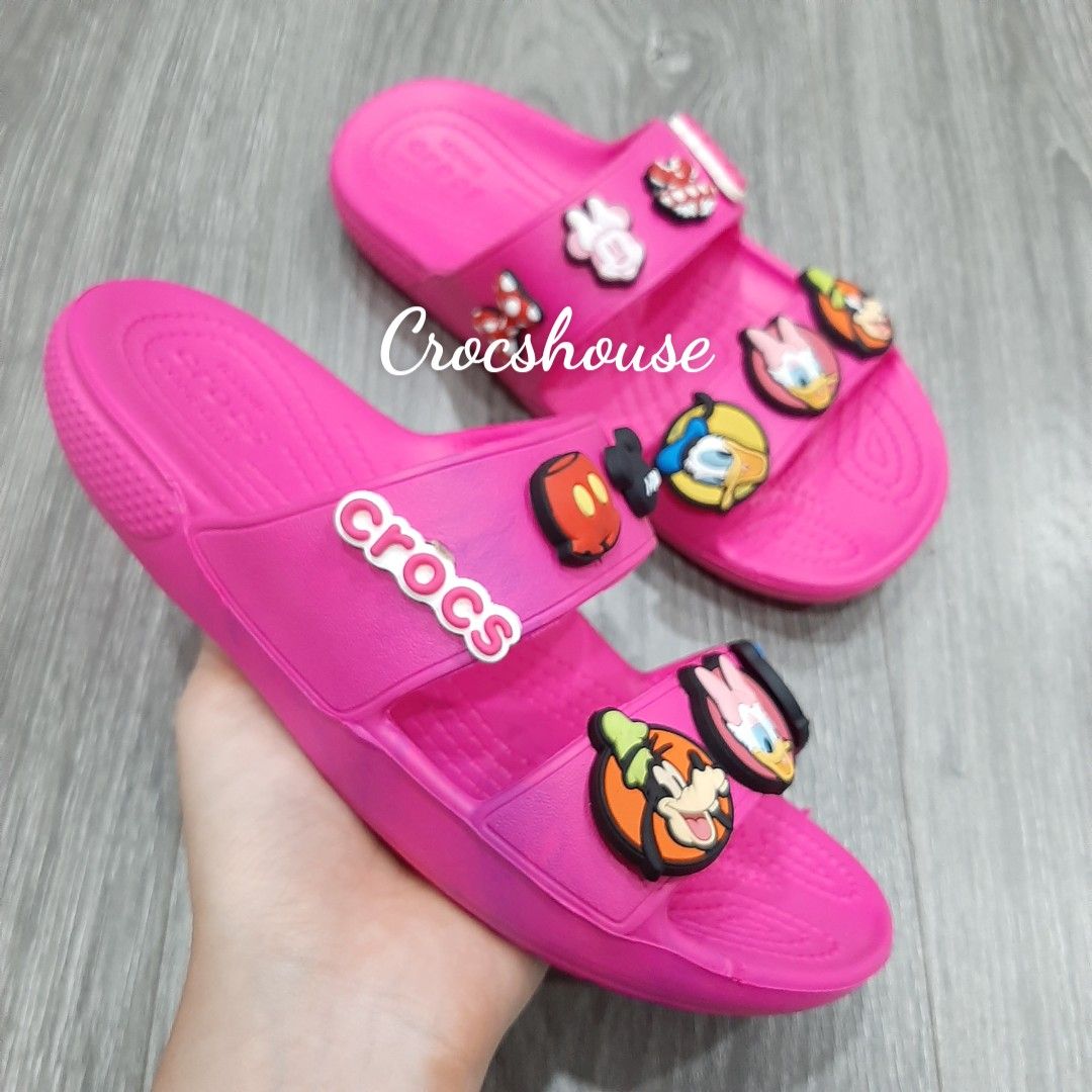  Dép hai quai ngang cross classic trẻ em chính hãng màu hồng 