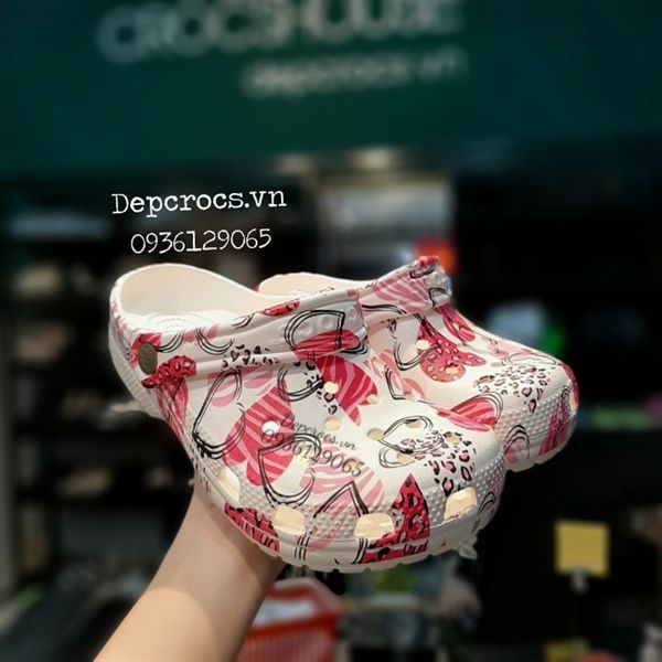  Dép sục cross classic họa tiết trẻ em chính hãng 