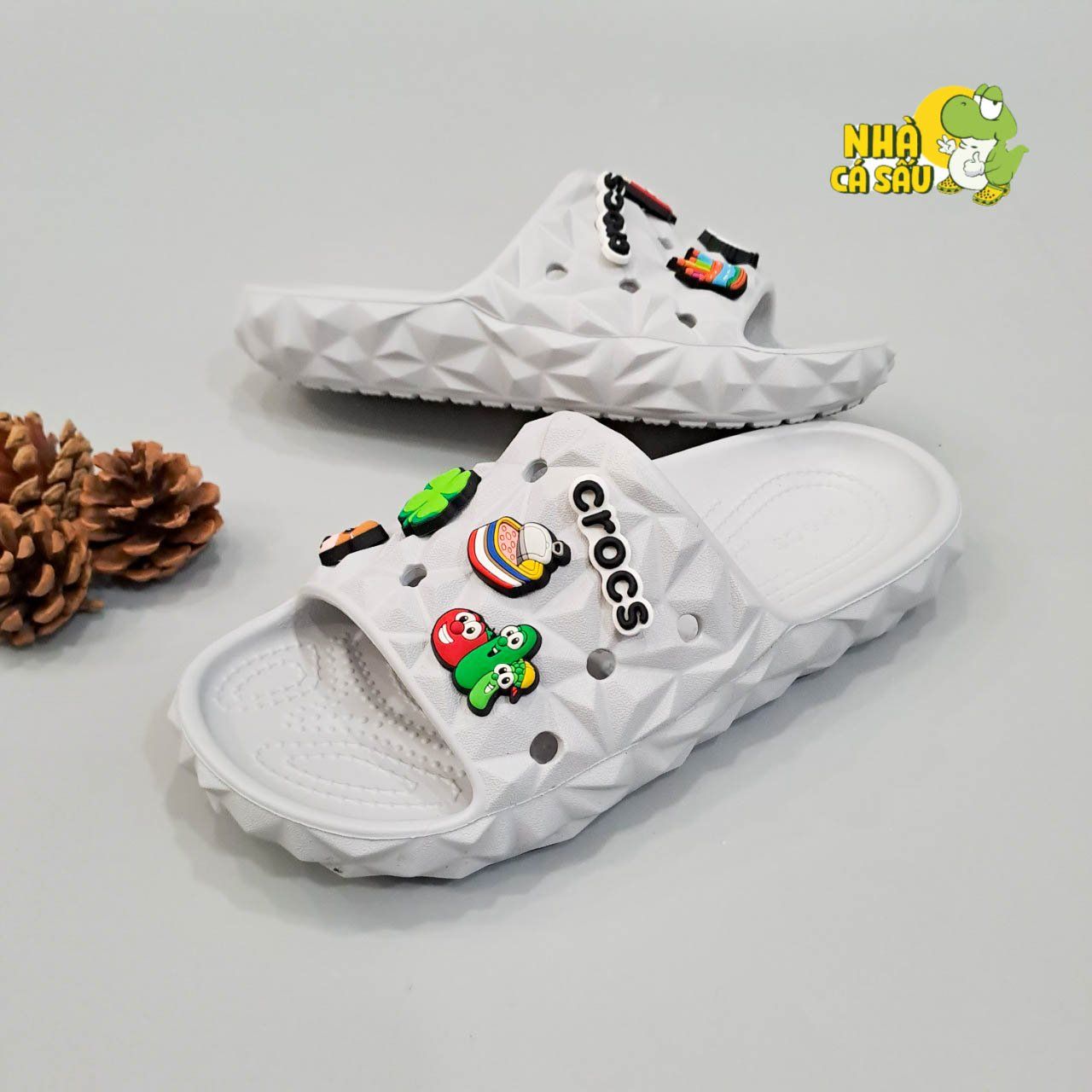  Dép quai ngang cross classic sầu riêng, dép kim cương nam nữ chính hãng 