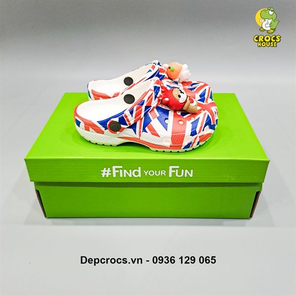  Dép sục cross classic họa tiết trẻ em chính hãng 
