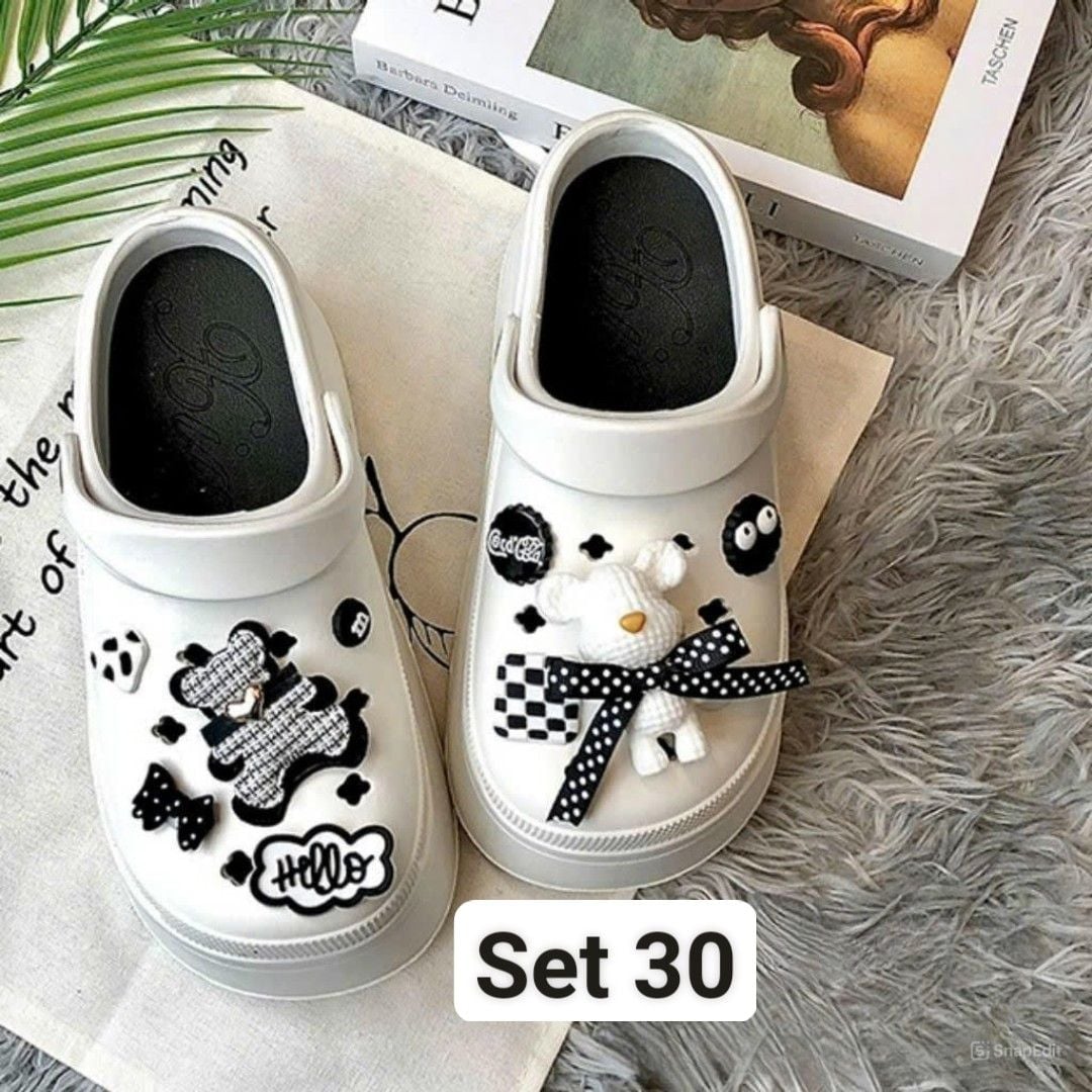  Set Jibbitz charms dây xích giả kim gắn trang trí dép Dinas 