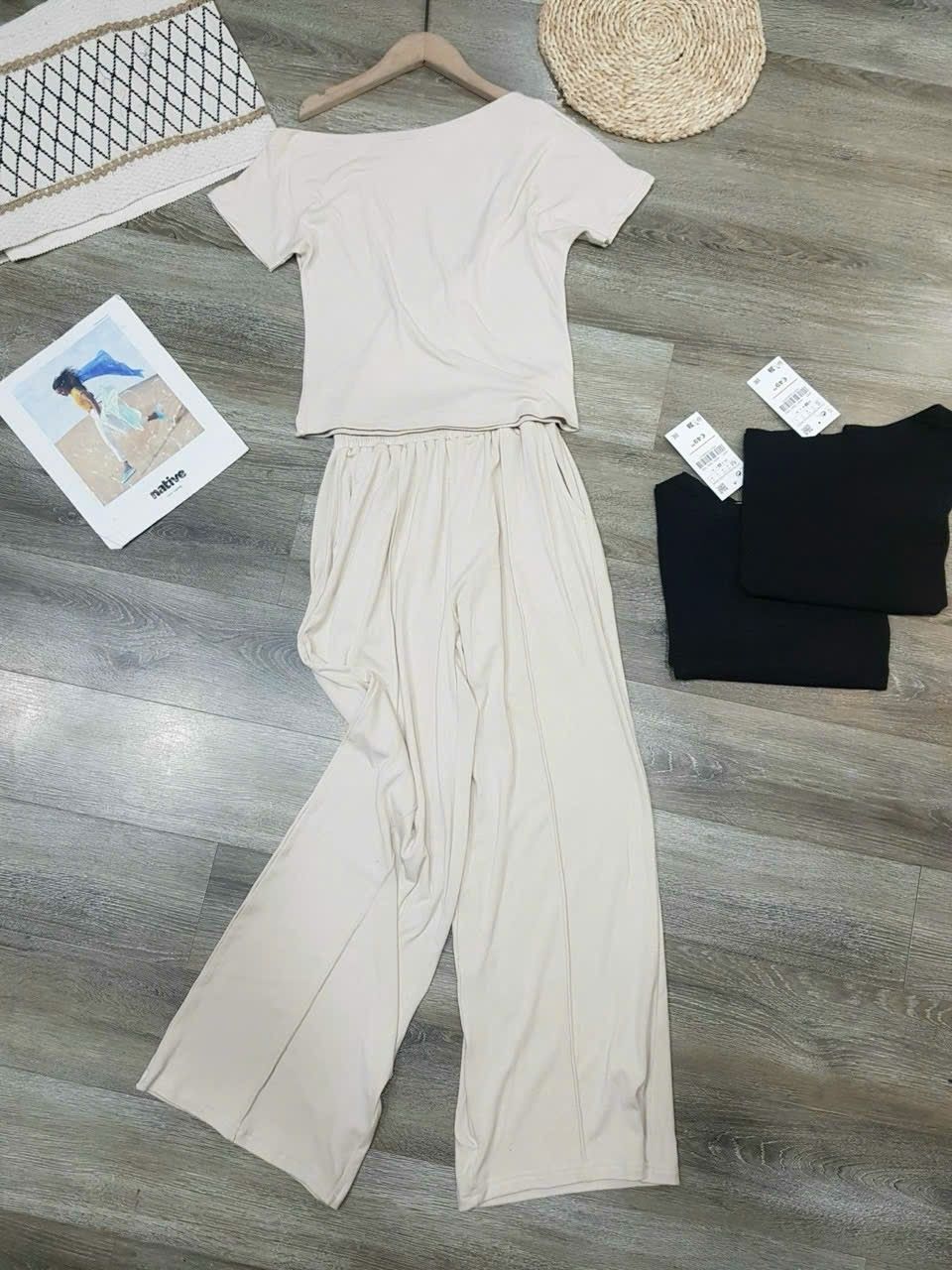  Set Đồ Za.Ra Áo Trễ Vai Quần Ống Suông 