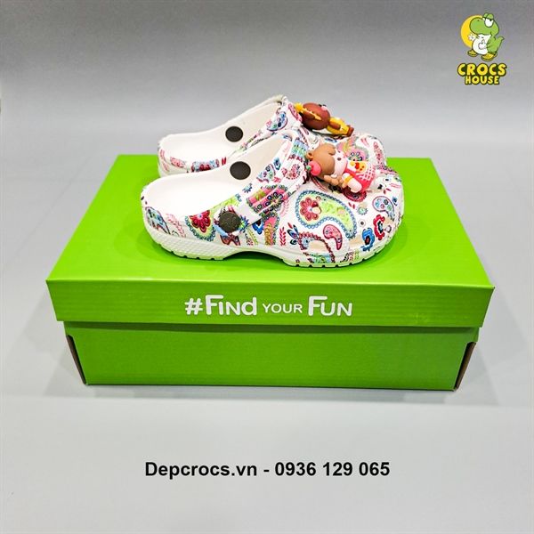  Dép sục cross classic họa tiết trẻ em chính hãng 